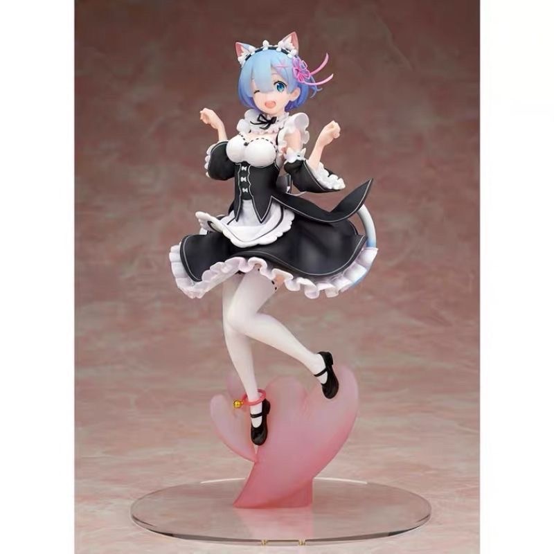 25cm Maid Blue Hair Cat ears Cute girl skirt Anime Girl Figure Action Figure Adult Collectible Model Doll