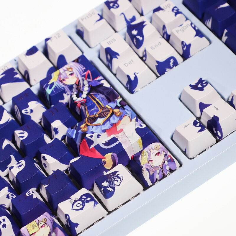 108 Keys Genshin Impact PBT 5 Sides Dye Subbed Keycaps Cartoon Anime Gaming Key Caps Backlit Keycap For Qiqi