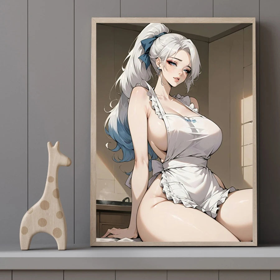 Hot Sexy Beauty Canvas Wall Art, Anime Girl Canvas Poster, Cartoon Anime Prints Poster For Living Room Home Decor Frameless