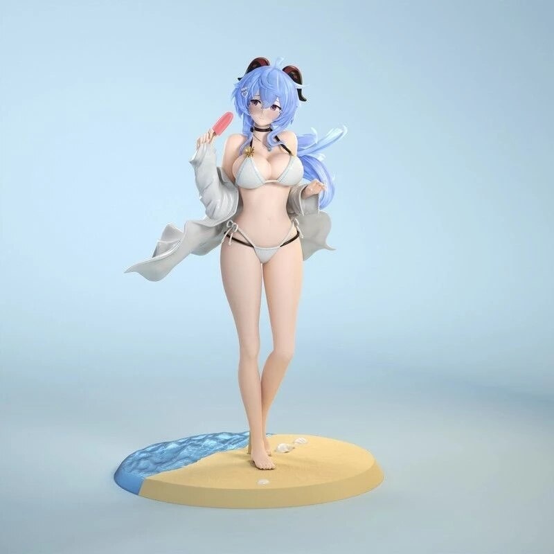 24cm Anime Genshin Impact Ganyu Figure Swimwear Sexy Action Figure Adult Collection Model Figurine Doll Toy Christmas Gift