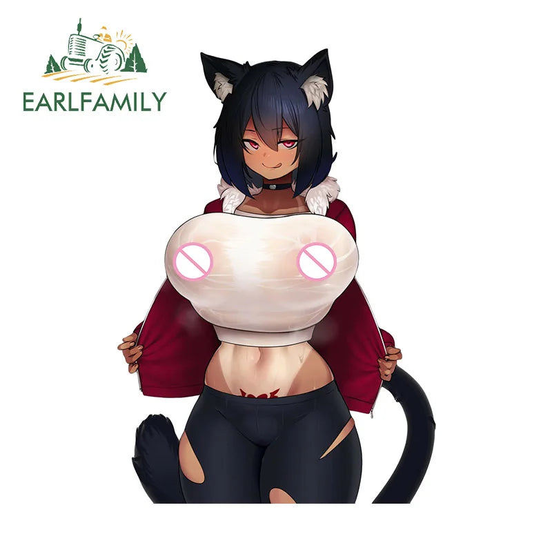 EARLFAMILY 13cm for Sexy Hentai NSFW Furry Waifu Car Sticker Car Accessories Vinyl Wolf Decal Waterproof Motorcycle Decoration