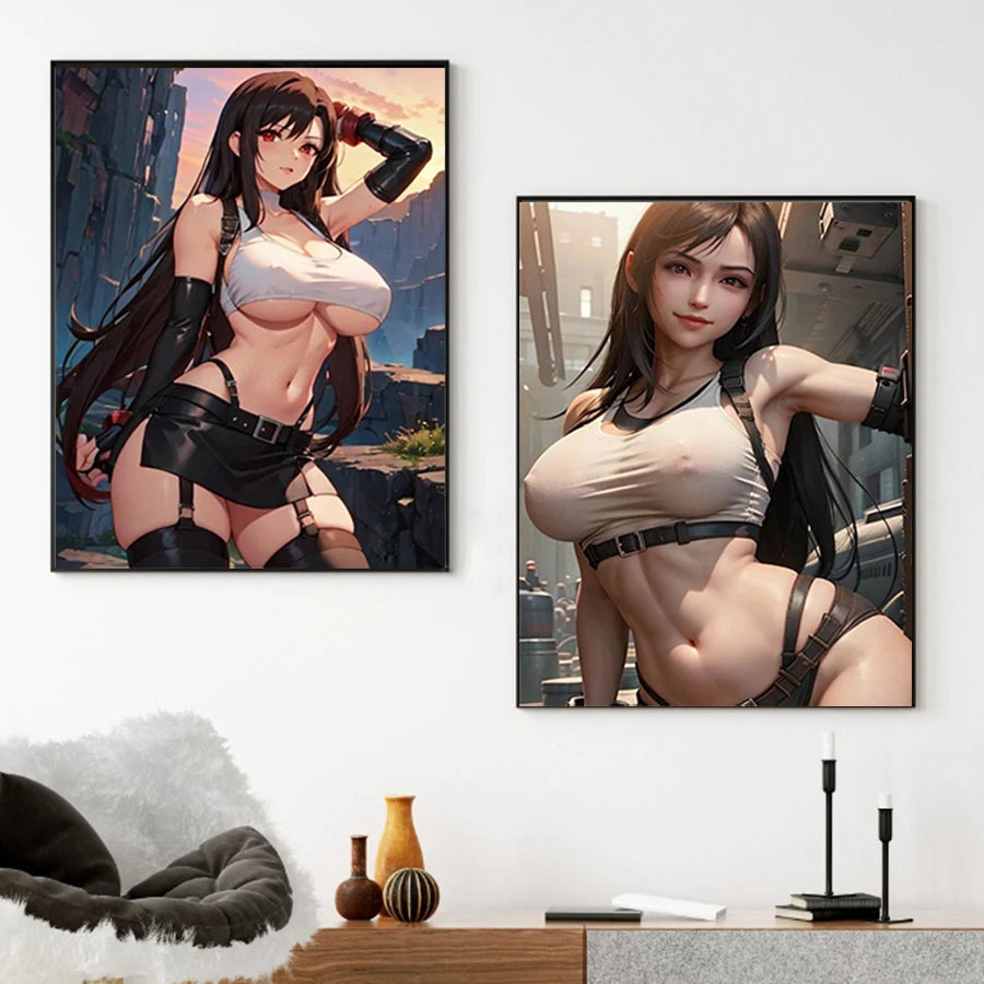 Hot Sexy Beauty Canvas Wall Art, Anime Girl Canvas Poster, Cartoon Anime Prints Poster For Living Room Home Decor Frameless