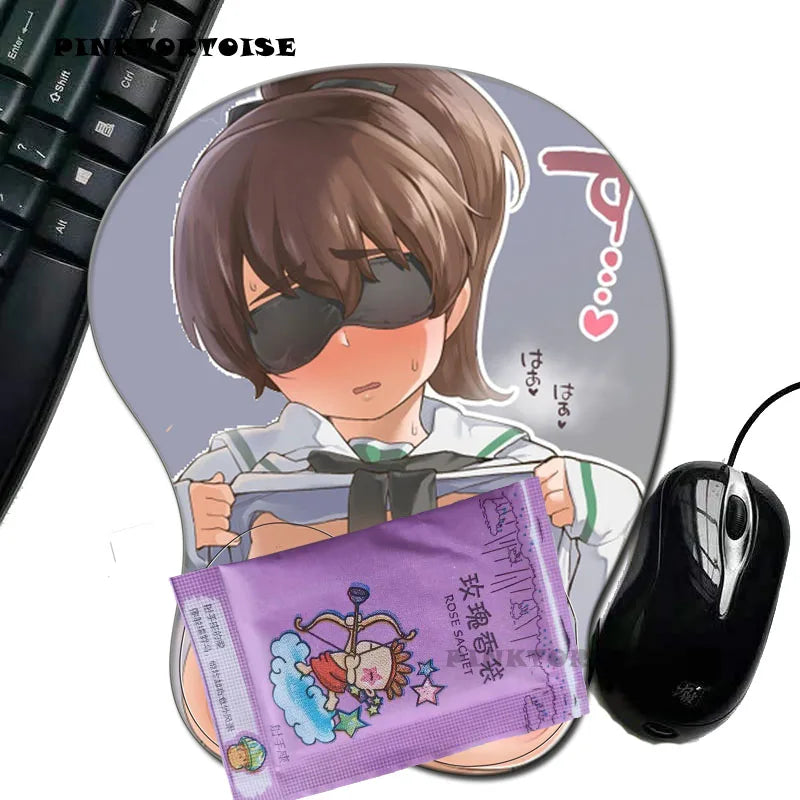 PINKTORTOISE Anime My Dress-Up Darling Marin Kitagawa Sexy Big Breast 3D Mouse Pad with Wrist Oppai Silicone Gel Boobs Mat