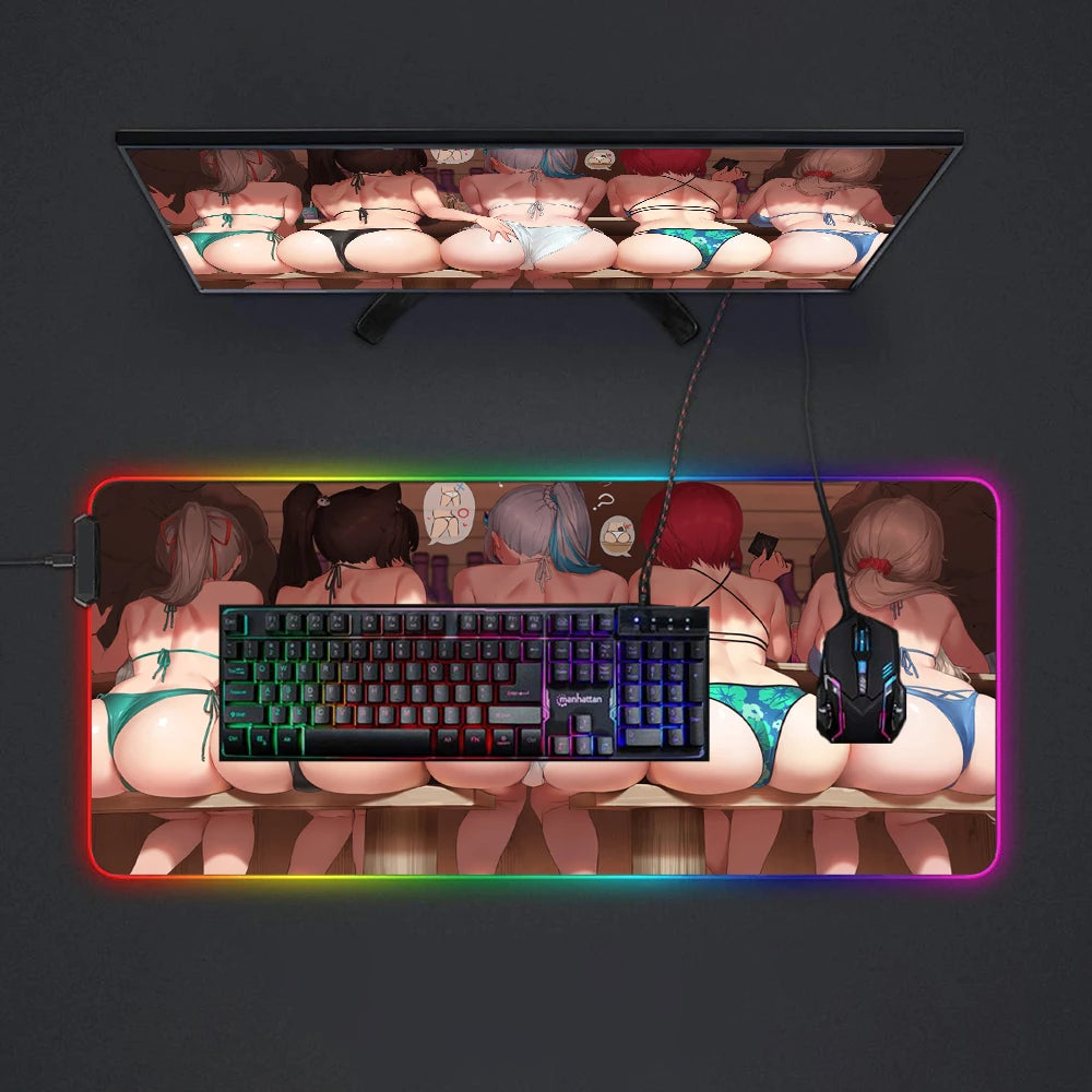 Hip Mouse Pad Keyboard Mats with Light Sexy Mousepad Rgb Gamers Accessories Adult Mousepads Xxl Gaming Rug Led Band Flickering