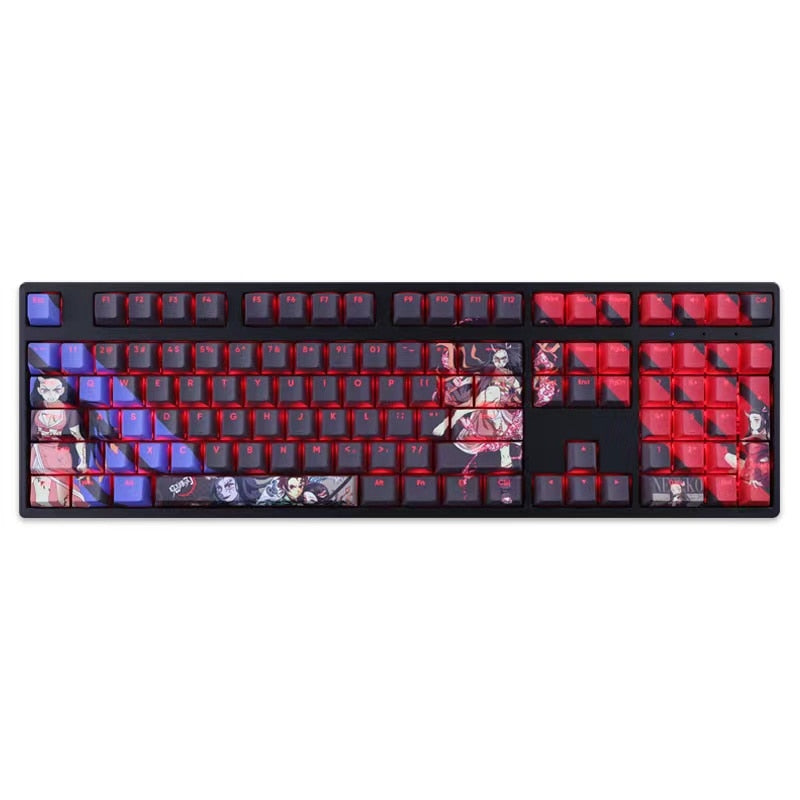 108 Keys/set Demon Slayer Kamado Nezuko Keycap PBT Dye Sub Backlit Keycaps Cartoon Anime Gaming Key Caps For ANSI 61 87 104 108