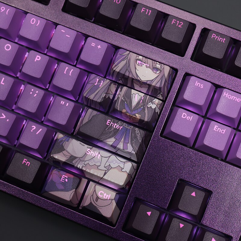 108 Keys/set Honkai Star Rail Herta Keycap PBT Dye Subbed Backlit Keycaps Anime Gaming Key Caps For ANSI 61 87 104 108 Layout