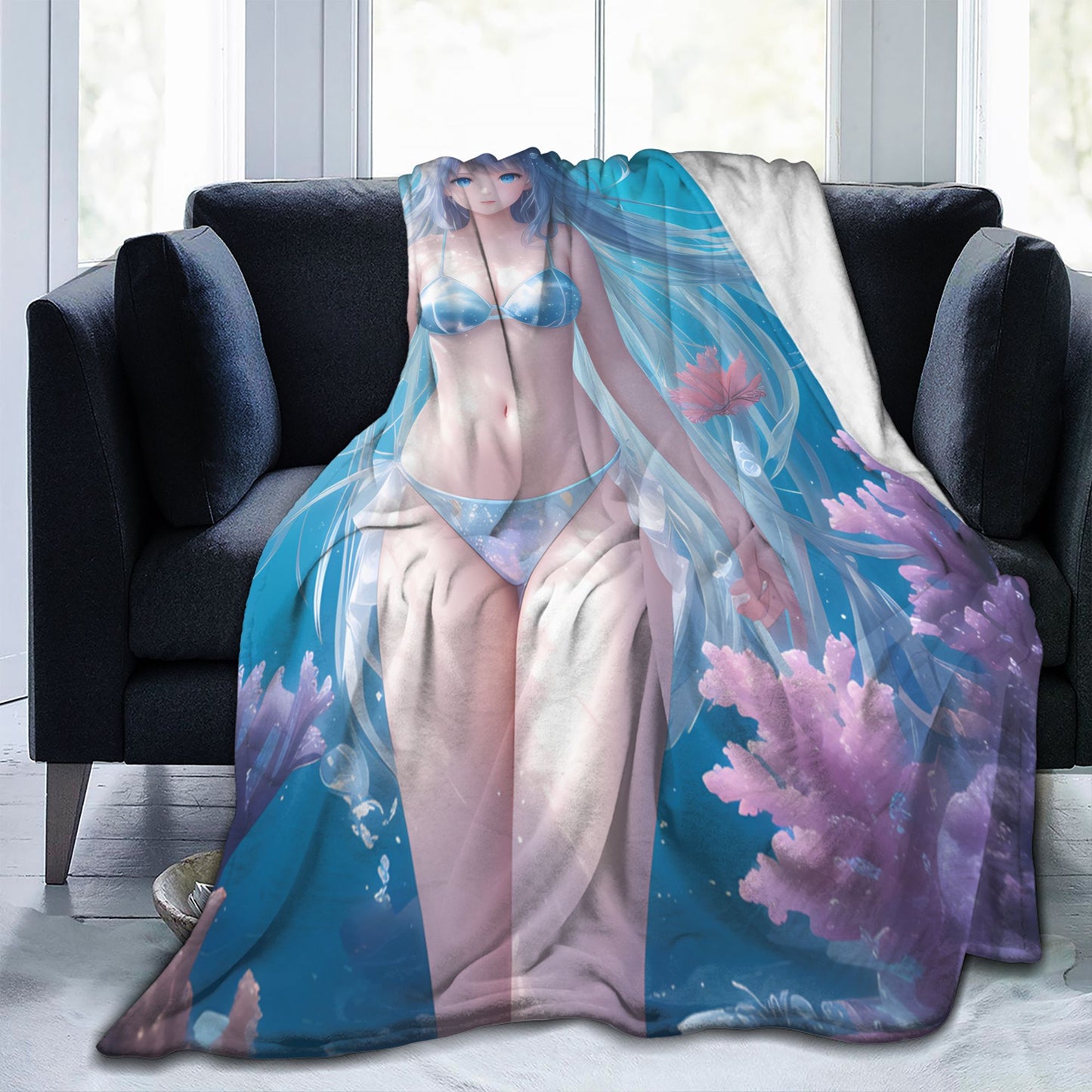 Anime Character Super Soft Flannel Throw Blanket Lightweight Air Conditioner Blanket Cooling Summer Blanket Cartoon Girl Blanket