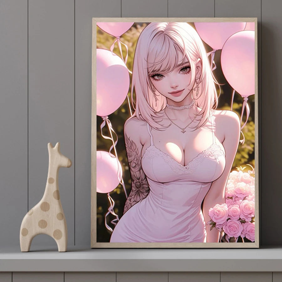 Hot Sexy Beauty Canvas Wall Art, Anime Girl Canvas Poster, Cartoon Anime Prints Poster For Living Room Home Decor Frameless