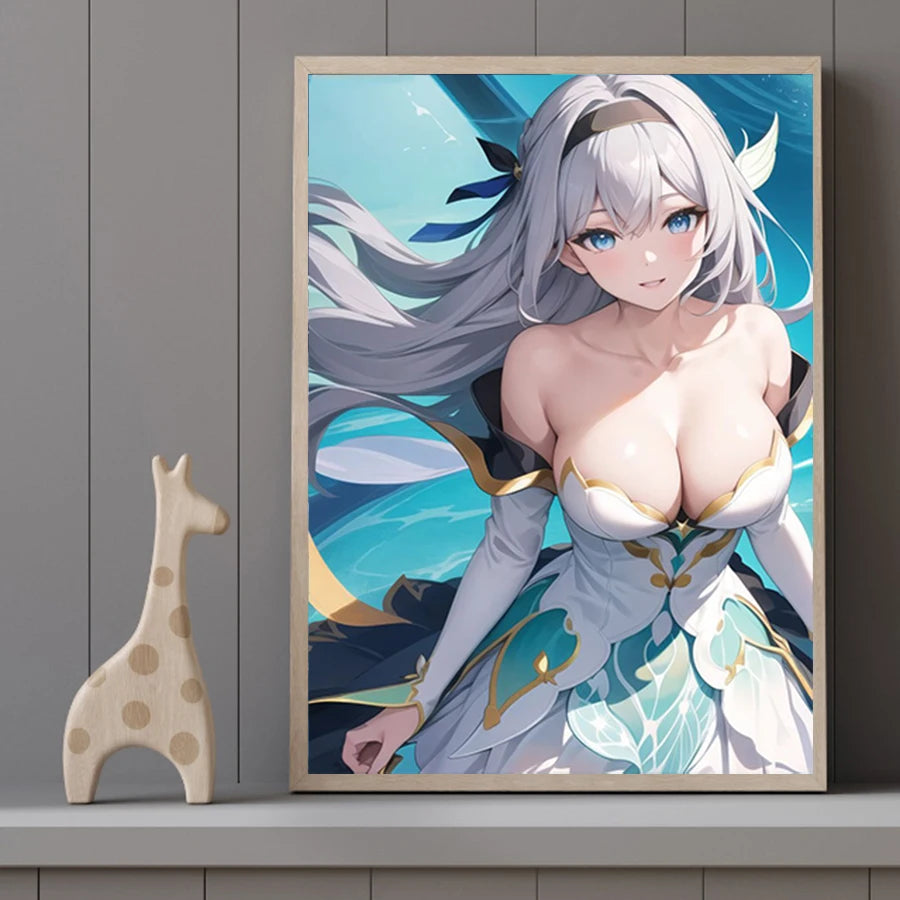 Hot Sexy Beauty Canvas Wall Art, Anime Girl Canvas Poster, Cartoon Anime Prints Poster For Living Room Home Decor Frameless