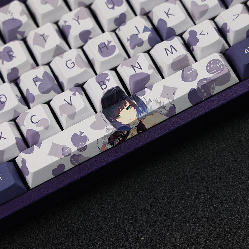 108 Keys/set 5 Sides PBT Dye Subbed Keycaps Cartoon Anime Gaming Key Caps Cherry Profile Keycap For Genshin Impact Yelan