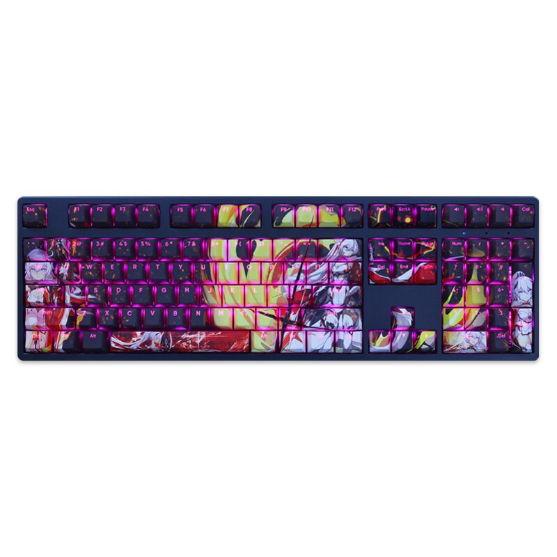 1 Set Honkai Impact 3 Kiana Herrscher of Flamescion Keycap PBT Dye Sub Backlit Keycaps Gaming Key Caps For ANSI 61 87 104 108