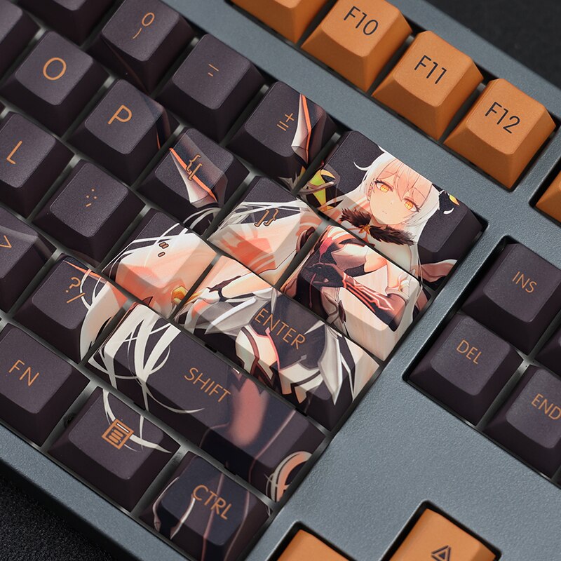 108 Keys/set PBT Dye Subbed Keycaps Cartoon Anime Gaming Key Caps Cherry Profile Keycap For Honkai Impact 3 Kiana Kaslana