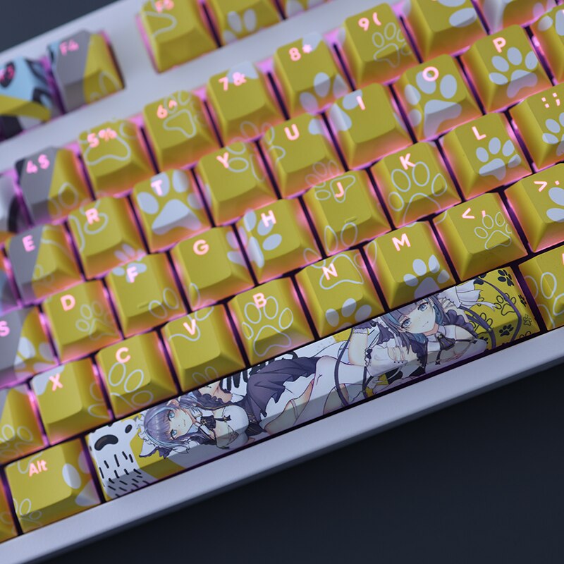 108 Keys/set Azur Lane Cheshire Keycap PBT Dye Subbed Backlit Keycaps Anime Gaming Key Caps For ANSI 61 87 104 108 Keyboard