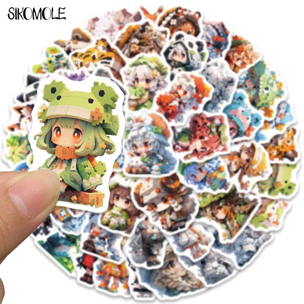 10/30/50PCS Cartoon Pixel Style Q Version Anime Girl Stickers Kid Suitcase DIY Skateboard Laptop Luggage Graffiti Sticker Decals