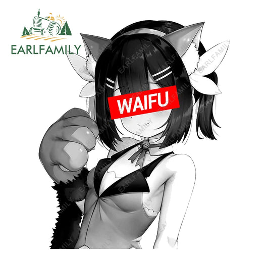 EARLFAMILY 13cm x 10.9cm for Waifu Material Car Sticker Personality Decal Scratch-proof Original Bumper Windshield Car Lable