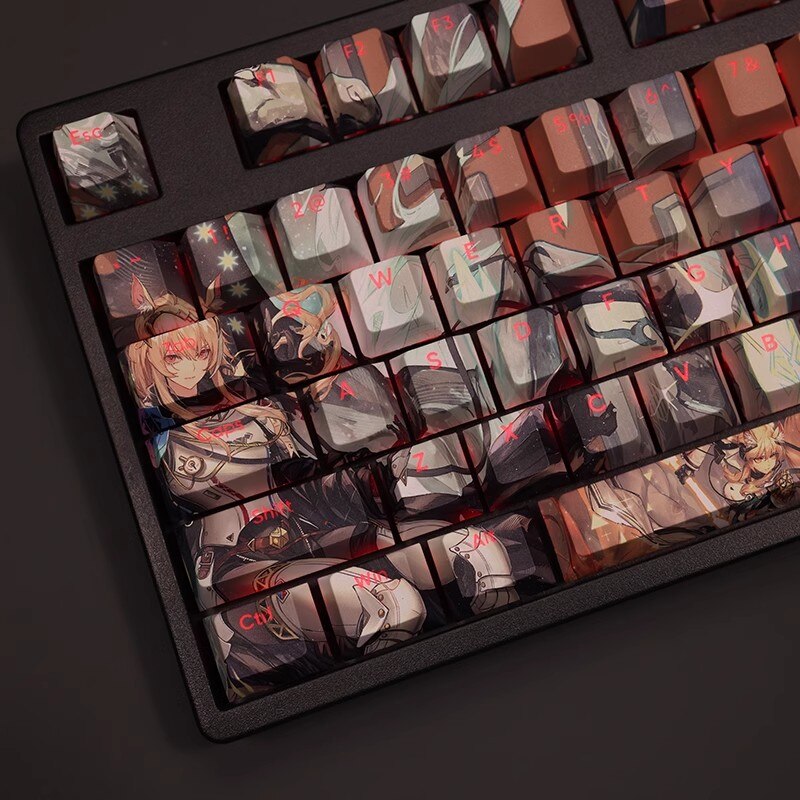 1 Set Arknights Nearl Keycap PBT Dye Subbed Backlit Keycaps Cartoon Anime Game Key Caps For 61 87 104 108 Layout Cherry Profile