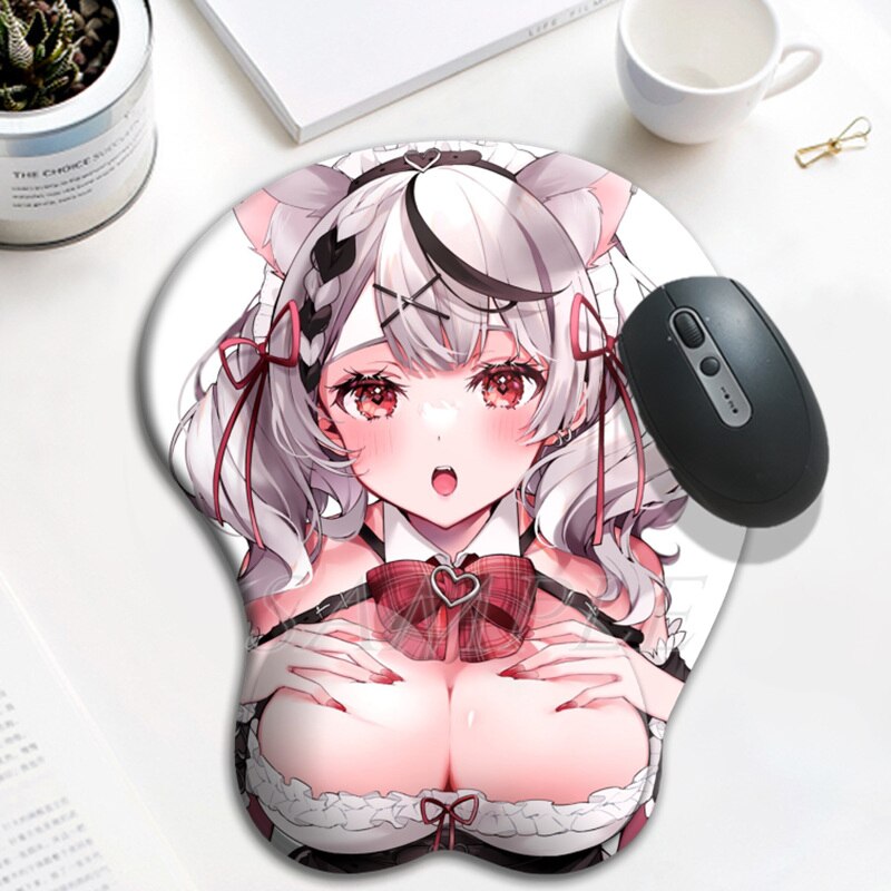 3D Oppai Mouse Pad Hololive Sakura Miko Kawaii Anime Gaming Mousepad with Soft Silicone Wrist Rest for Pc Gamer