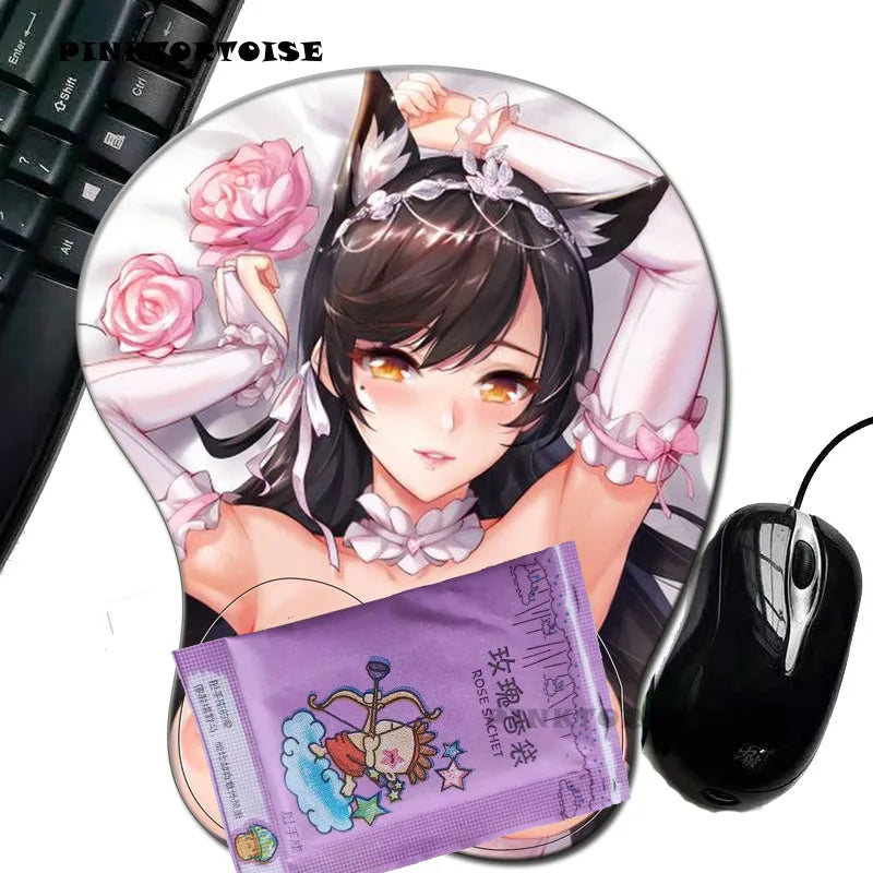 PINKTORTOISE Anime My Dress-Up Darling Marin Kitagawa Sexy Big Breast 3D Mouse Pad with Wrist Oppai Silicone Gel Boobs Mat