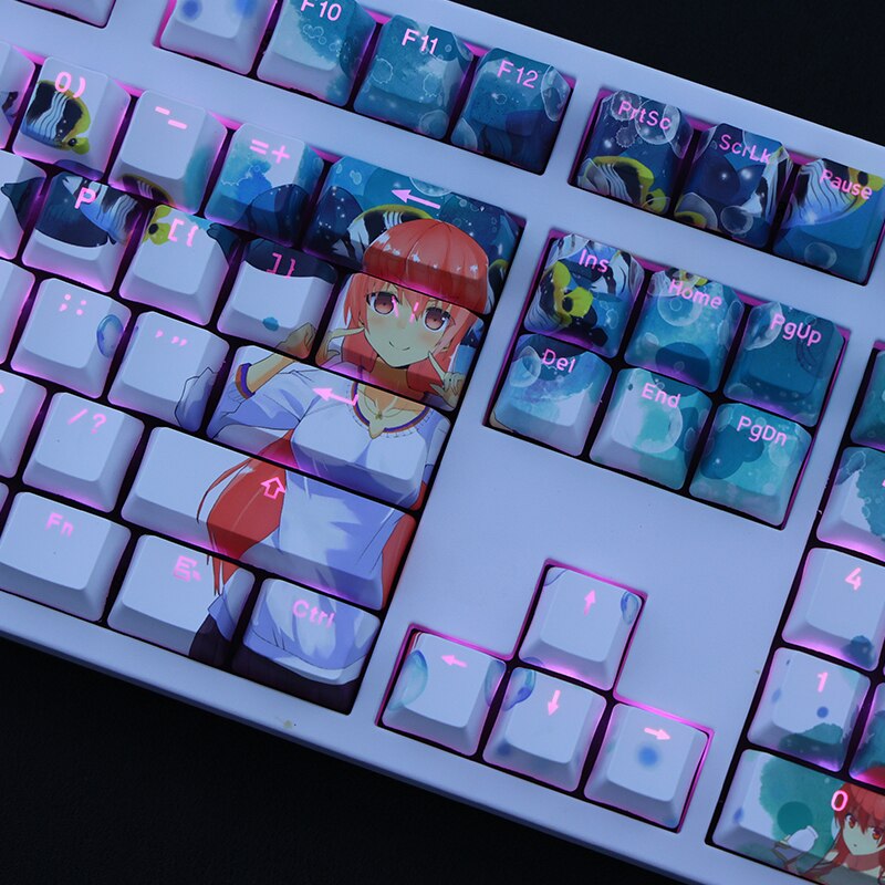 1 Set PBT Dye Subbed Keycaps Two Dimensional Cartoon Anime Gaming Key Caps OEM Profile Backlit Keycap For Tsukasa Yuzaki