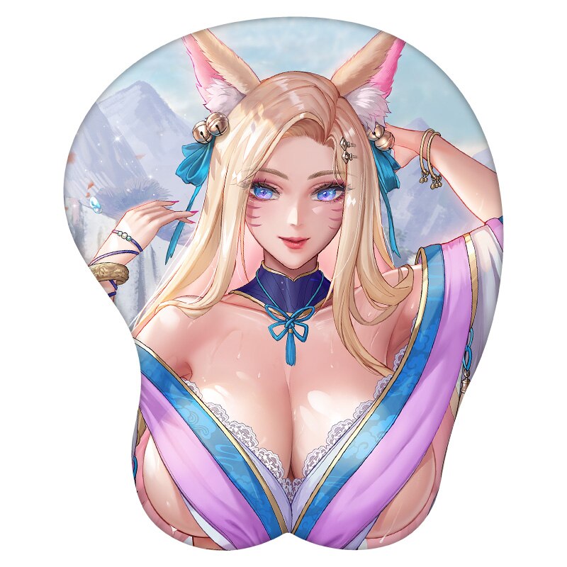 Ahri 3D Mouse Pad League Of Legends Anime Wrist Rest Silicone Sexy Creative Gaming Mousepad Mat