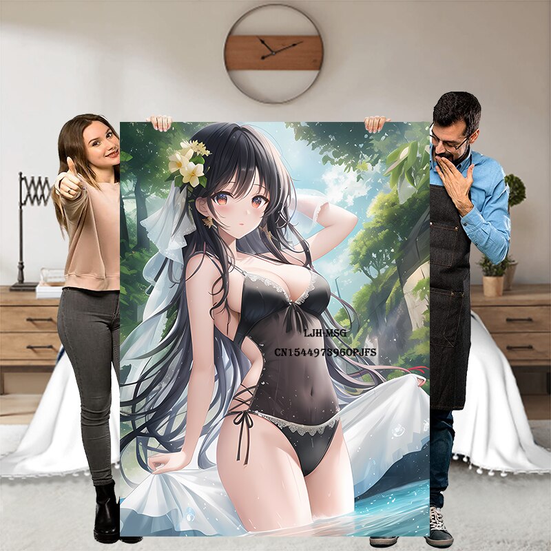 Hot Anime Sexy Girl Modern Blanket Flannel Soft Plush Sofa Bed Throwing Cartoon Blankets Gedruckt Bettdecke Geschenk Gift