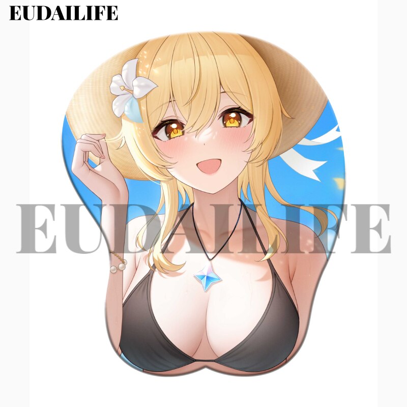 Lumine Genshin Impact Game 3D Mouse Pad Hand Wrist Rest Mousepad Silicone Breast Oppai Soft Mouse Mat Office Work Otaku Gift