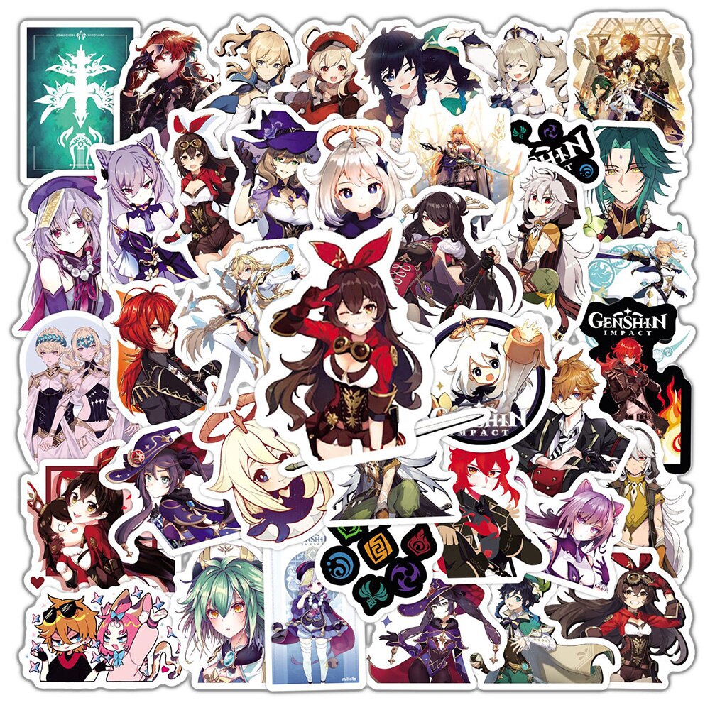 10/30/50pcs Game Genshin Impact Stickers Anime Decorative Phone Case Laptop Stationery Waterproof Kawaii Cartoon Kid Sticker Toy