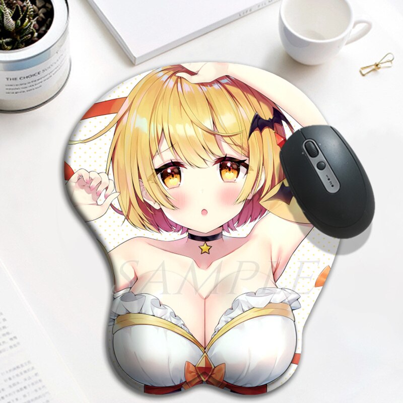 Hololive cute girls 3D Oppai Mouse Pad Kawaii Anime Gaming Mousepad with Soft Silicone Wrist Rest for Pc Gamer