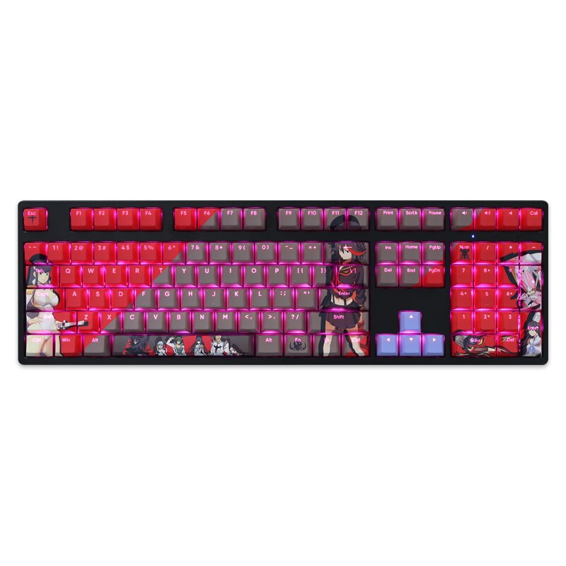 108 Keys/set KILL la KILL Keycap PBT Dye Subbed Backlit Keycaps Cartoon Anime Gaming Key Caps For ANSI 61 87 104 108 Layouts