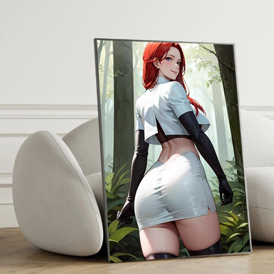 Hot Sexy Beauty Canvas Wall Art, Anime Girl Canvas Poster, Cartoon Anime Prints Poster For Living Room Home Decor Frameless