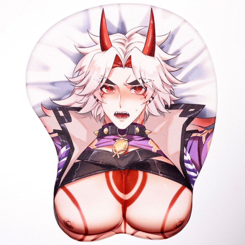 Tapis de souris Genshin Impact Arataki Itto créatif dessin animé 3D sexy en silicone pour jeu avec repose-poignet