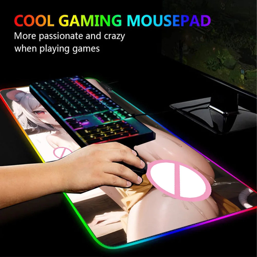 Anime Butt Mousepad Rgb Decorative Gamer Hentai Mause Pad Gaming Led Naked Girls Big Ass Mouse Pad Hip Nsfw Adult Sexy Play Mat