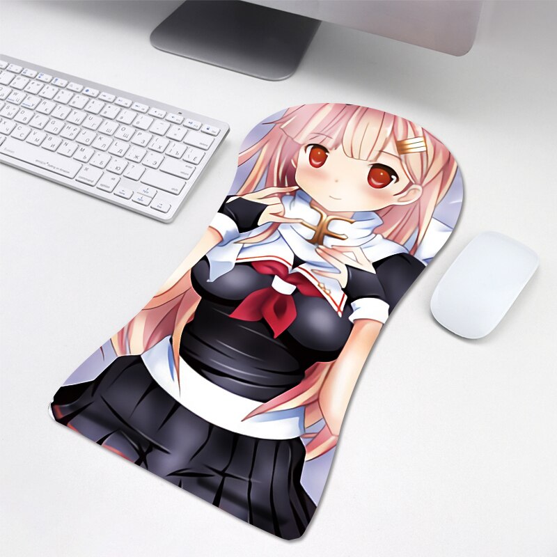 2022 New humanoid mouse pad  computer beauty chest 3d three-dimensional mouse pad wrist guard silicone wrist pad anime custom