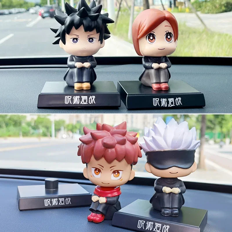 Accessoires de tableau de bord de voiture Anime Jujutsu Kaisen Figurines à tête secouée Intérieurs de voiture Gâteau Dessin animé Poupées Décoration Figurine d'action