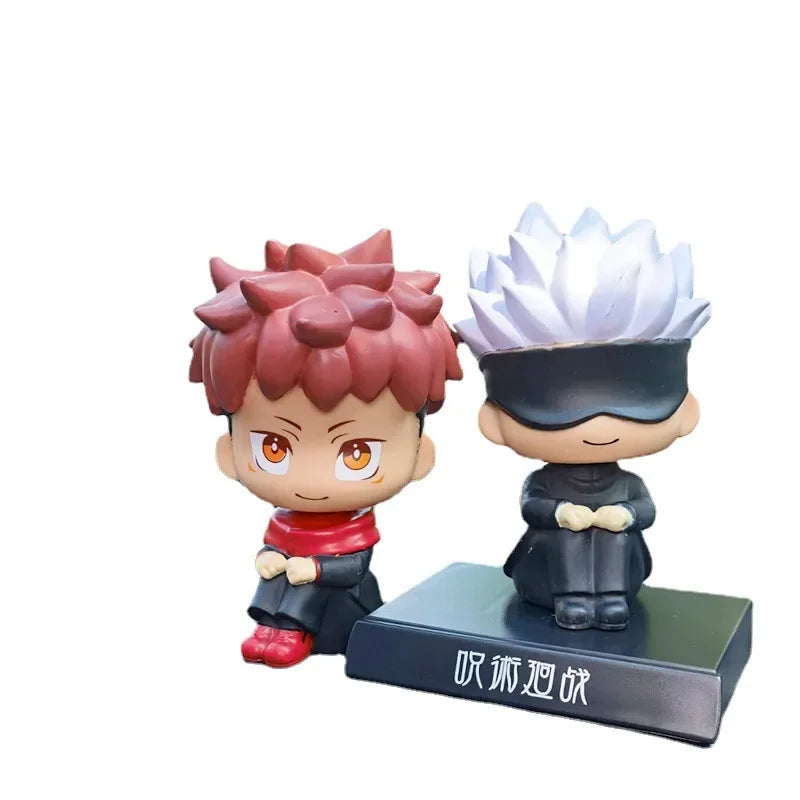 Accessoires de tableau de bord de voiture Anime Jujutsu Kaisen Figurines à tête secouée Intérieurs de voiture Gâteau Dessin animé Poupées Décoration Figurine d'action