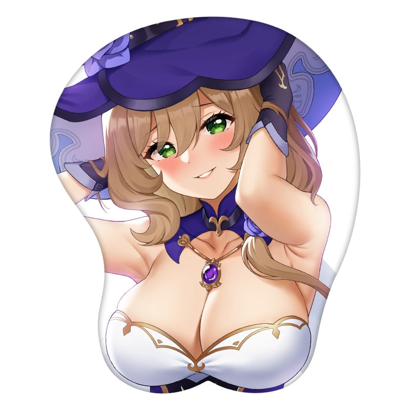 Genshin Impact Lisa 3D Mouse Pad Anime Wrist Rest Silicone Sexy Creative Gaming Mousepad Mat