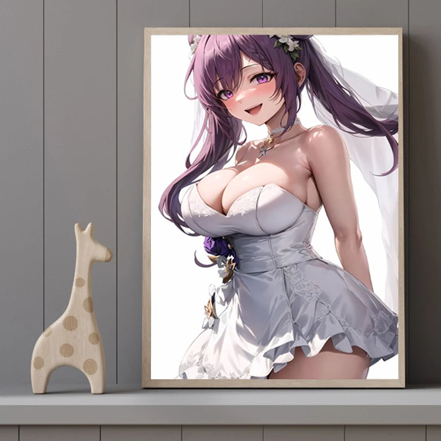 Hot Sexy Beauty Canvas Wall Art, Anime Girl Canvas Poster, Cartoon Anime Prints Poster For Living Room Home Decor Frameless