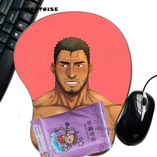 PINKTORTOISE Mousepad Creative Cartoon Anime 3D Sexy Chest Silicone Mouse Mice Pad Wrist Rest Support