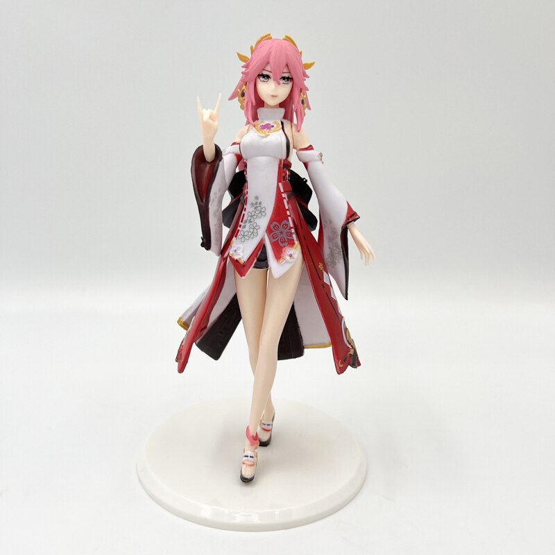 24cm Genshin Impact Yae Miko Anime Girl Figure Yae Miko Sexy Action Figure Qiqi/Xiao/Hu Tao Figurine Collectible Model Doll Toys