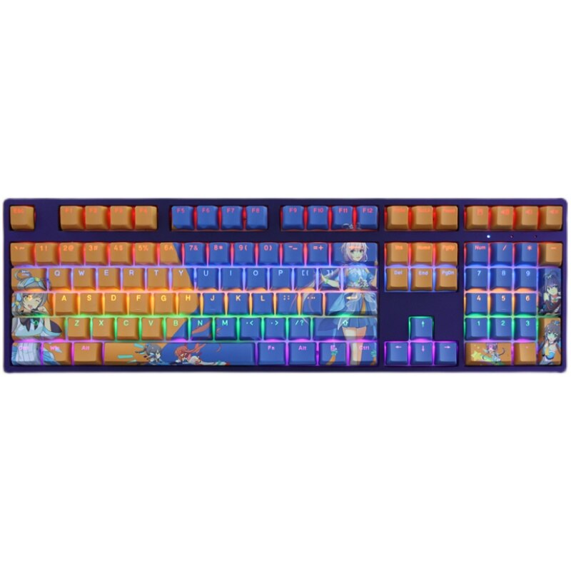 108 Keys/set PBT Dye Subbed Keycaps Cartoon Anime Gaming Key Caps Backlit Vsinger Keycap For Virtual Singer Luo Tianyi