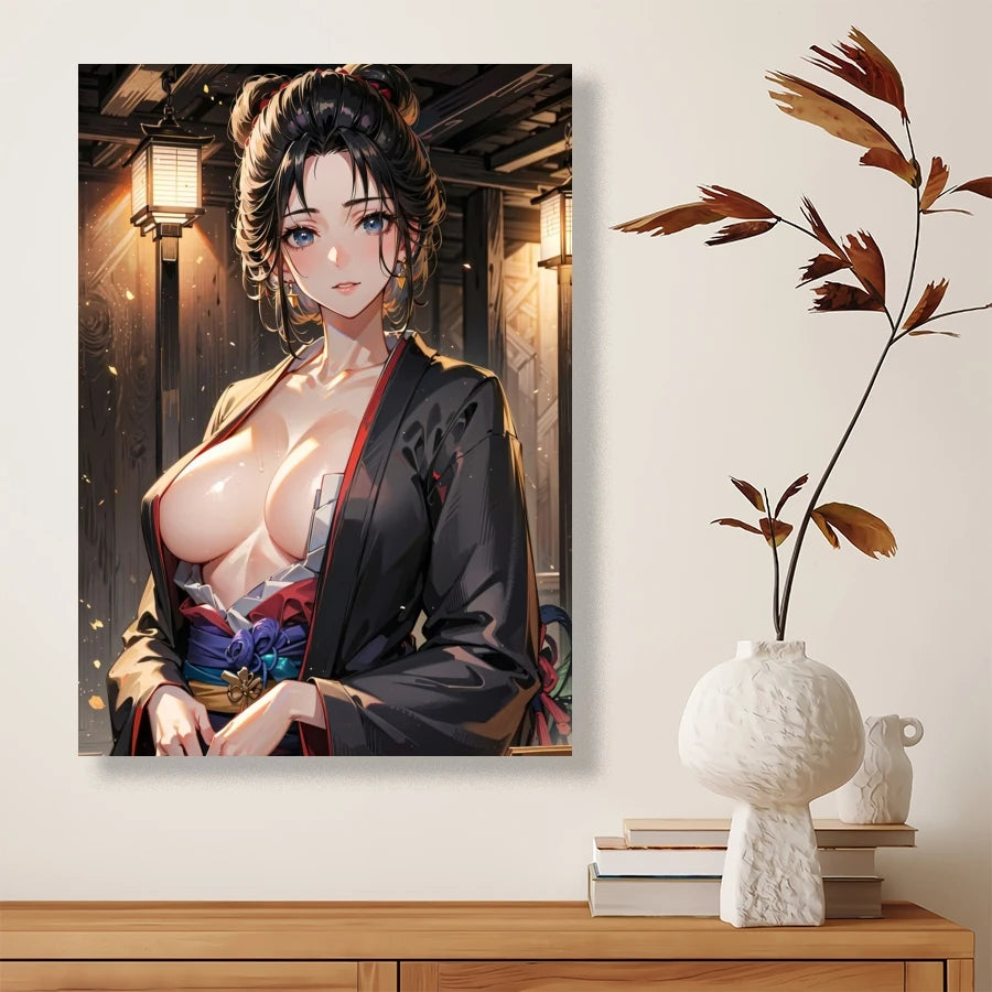 1pc Sexy Anime Girl Lamp Canvas Wall Art, Anime Character Canvas Poster, Prints Poster For Living Room Home Decor Frameless