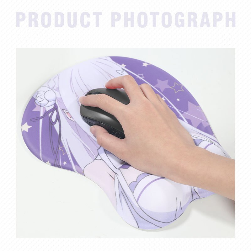 Anime Re:life In A Different World From Zero cute Emilia 3D Wrist Mouse Pad Office Game Silicone Mouse Mat Computer Accessories