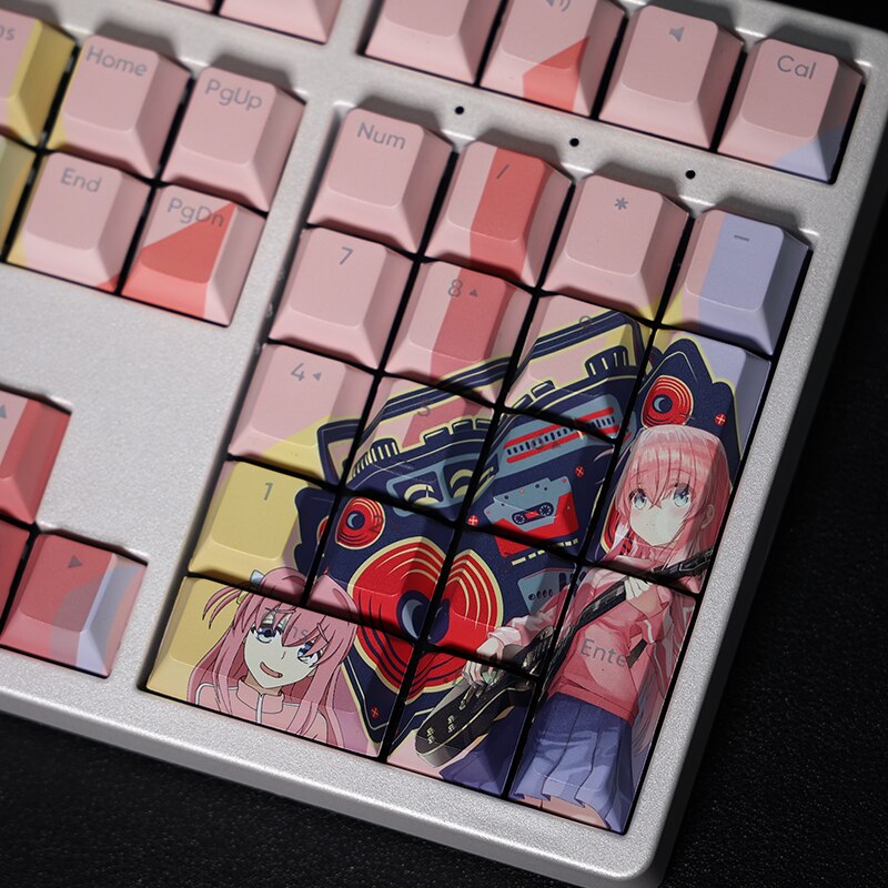 108 Keys BOCCHI THE ROCK Hitori Gotoh Backlit Keycap PBT 5 Sides Dye Subbed Keycaps Cartoon Anime Gaming Key Caps