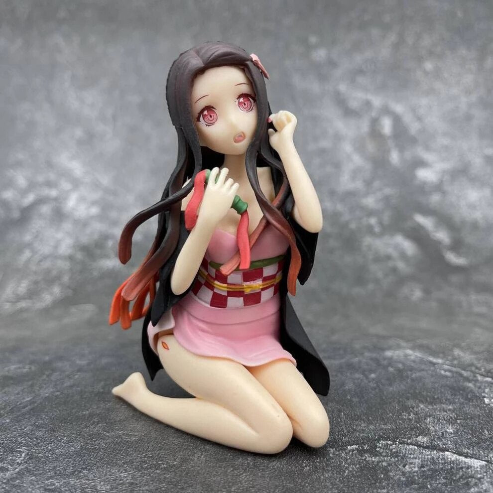 Hot 12CM Figure Kamado Nezuko Anime Demon Slayer Seated Undressing