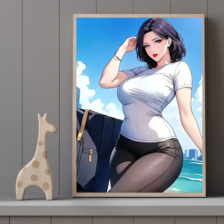 Hot Sexy Beauty Canvas Wall Art, Anime Girl Cat Canvas Poster, Cartoon Anime Prints Poster For Living Room Home Decor Frameless