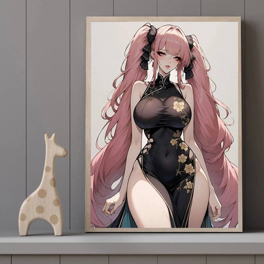 Hot Sexy Beauty Canvas Wall Art, Anime Girl Canvas Poster, Cartoon Anime Prints Poster For Living Room Home Decor Frameless