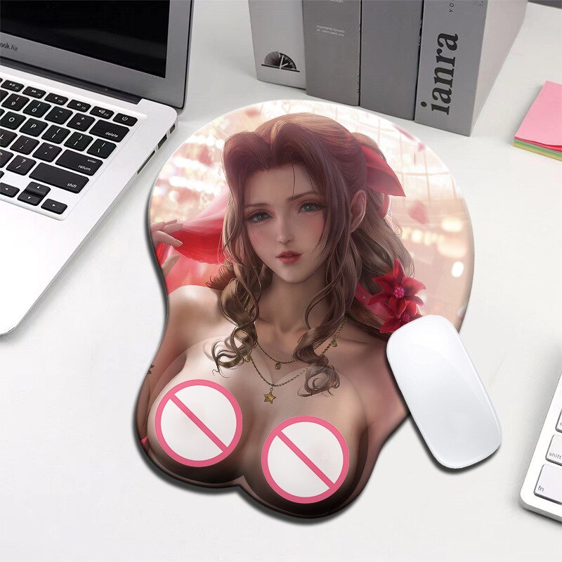 Aerith Gainsborough 3D Mousepad FF7 Hand Wrist Rest Sexy Soft Silica Gel Gaming Silicone Mouse Pad Mat Oppai Otaku Office Gift