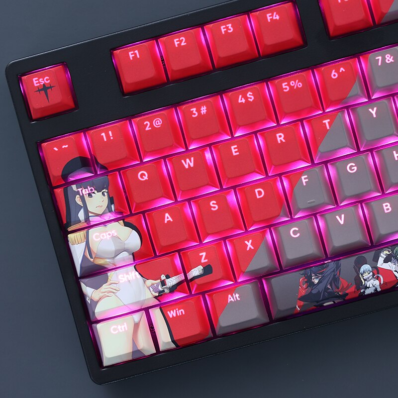 108 Keys/set KILL la KILL Keycap PBT Dye Subbed Backlit Keycaps Cartoon Anime Gaming Key Caps For ANSI 61 87 104 108 Layouts