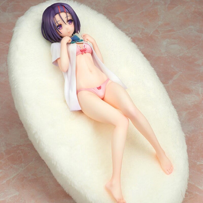 23cm Anime TO LOVE Ru Darkness Haruna Sairenji Sleep Position Pink Underwear Sexy Girl PVC Collection Model Dolls Toy