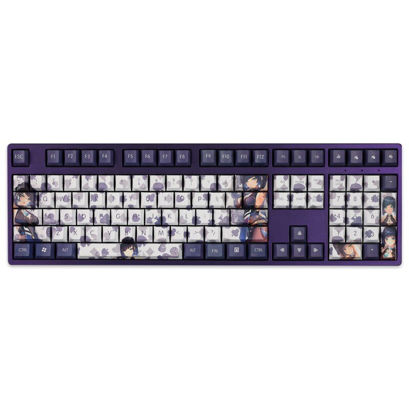 108 Keys/set 5 Sides PBT Dye Subbed Keycaps Cartoon Anime Gaming Key Caps Cherry Profile Keycap For Genshin Impact Yelan